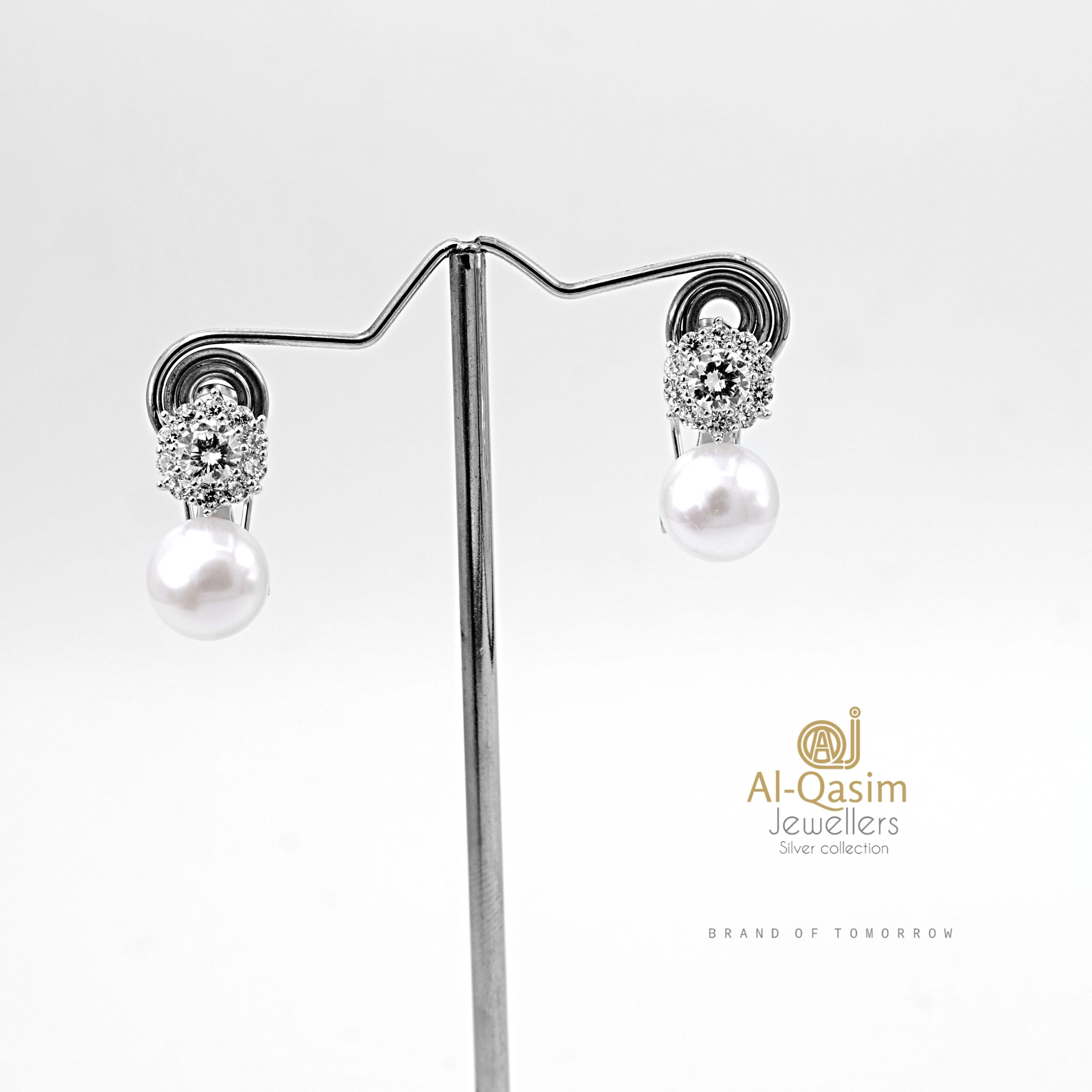 Real Pearl cubic studs | Al Qasim Jewellers | Real pearl jewelry