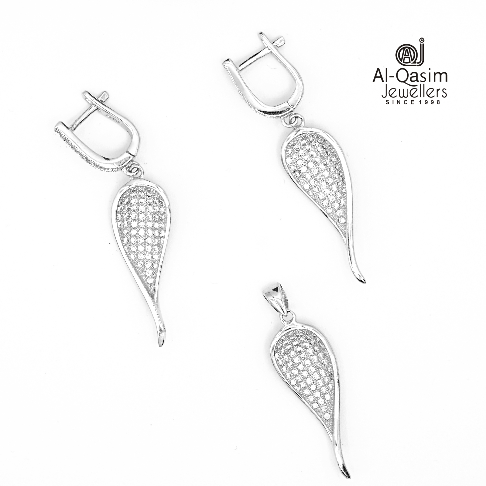 Sharp Leaf Silver Pendant Set | Al Qasim Jewellers Fancy Lockets