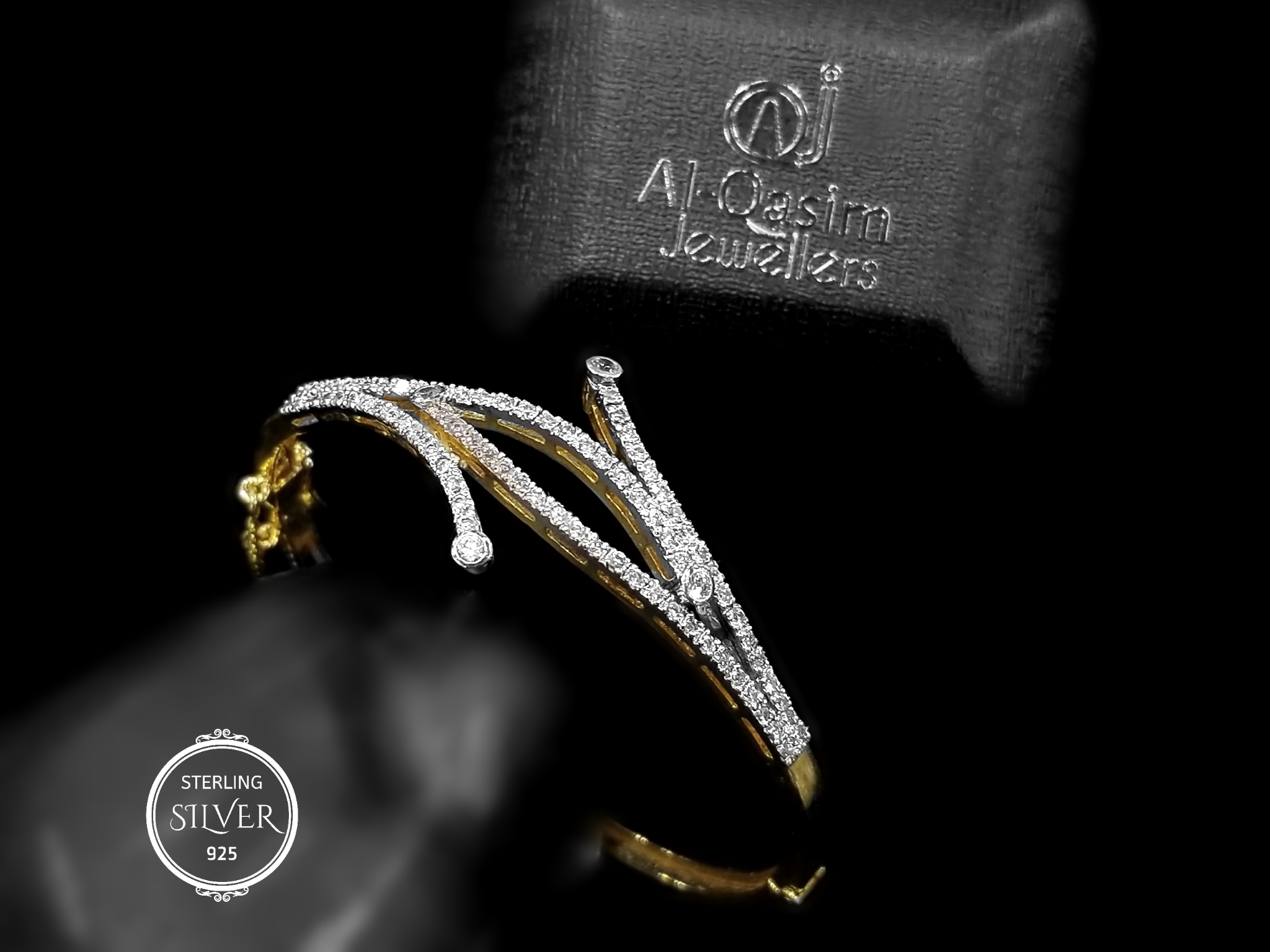 Traversée Zirconia Silver Bangle - Image 3