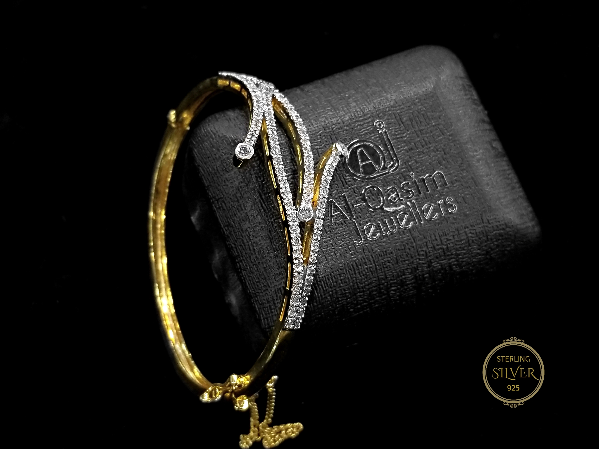Traversée Zirconia Silver Bangle - Image 2