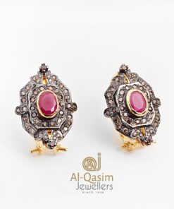 Silver Earrings With Polki