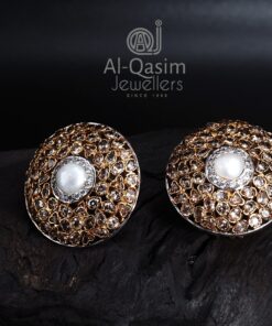 Round Polki Silver Earrings