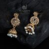 Real Silver Gold Plated Polki Jhumki