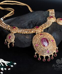 Ruby polki bridal necklace set