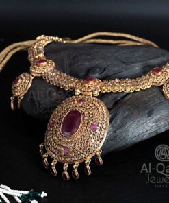 Ruby polki bridal necklace set