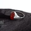 Simple Red Agate Silver Ring