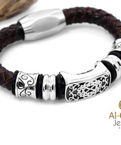 Stylish Stainless Steel Leather Bracelet
