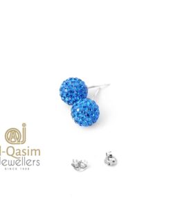 Blue Sterling Silver Sworovski Ear Studs