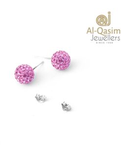 Pink Sterling Silver Sworovski Ear Studs
