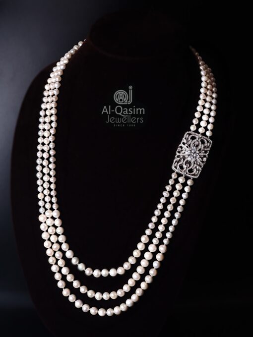 Real Pearl Tri-Layer Necklace Set