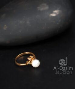 Solitaire Pearl Gold Plated Silver Ring