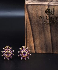 Gold Plated Amethyst Silver Earring
