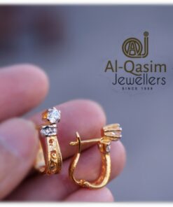 Solitaire Latch Back Gold Plated Earring