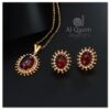 Red Agate Silver Gold Plated Pendant Set