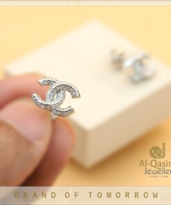Branded CC Silver Ear Studs