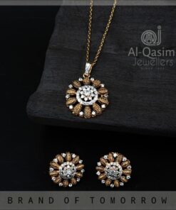 Gold Plated Silver Flower Pendant Set