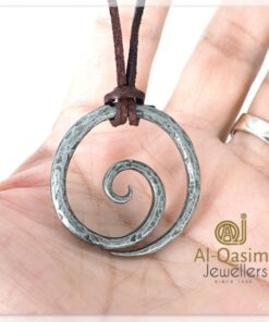 Leather String Titanium Steel Swirl Pendant
