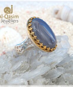 Grey Agate Silver Irani Ring