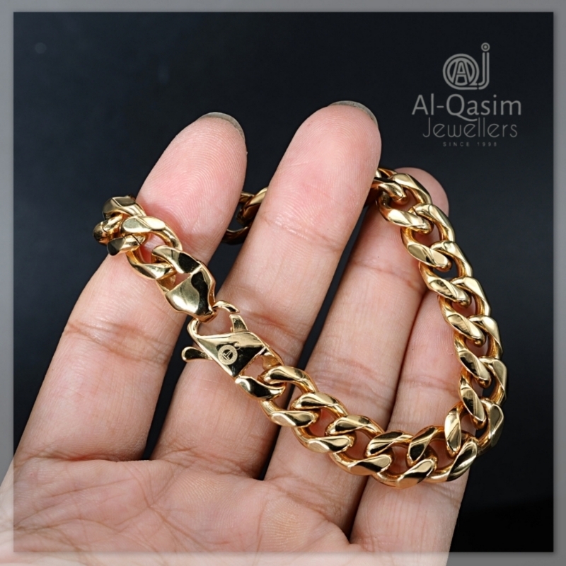 Titanium Steel Gold Curb Cuban Bracelet