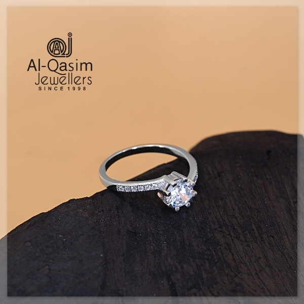Cross-Catch Solitaire Silver Ring