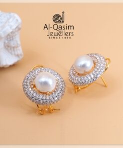 Gold Plated Silver Pearl Moon Earring