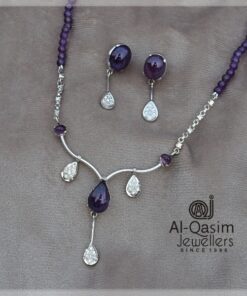 Real Amethyst Silver Necklace-Set