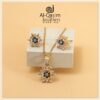 Sapphire Flower Silver Locket-Set