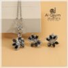 Black Marquise Silver Locket-Set
