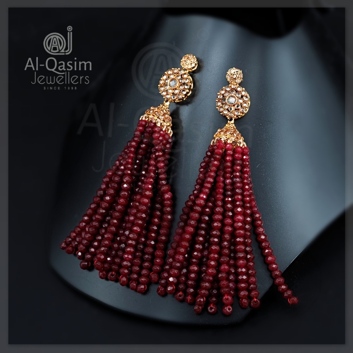 Polki Jhumka Set with-Ruby