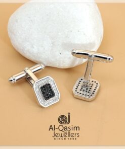 Black & White Zircon Silver-Cufflink