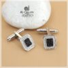 Black & White Zircon Silver-Cufflink