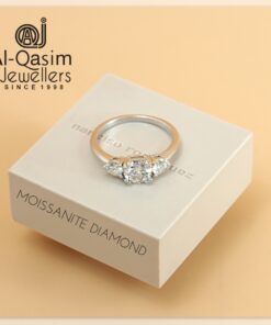 Tri Moissanite Silver Ring