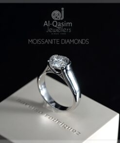 Moissanite Diamond Half-Bezel Silver Ring