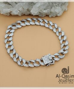 Curb Iced Silver Bracelet