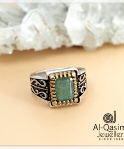Real Emerald Men Silver Ring