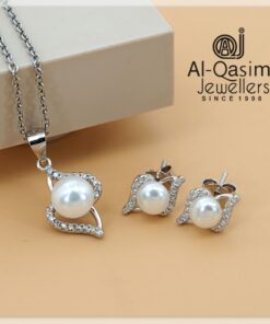 Pearl Sterling Silver Pendant Set
