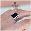 Black Aqeeq Men Silver Ring
