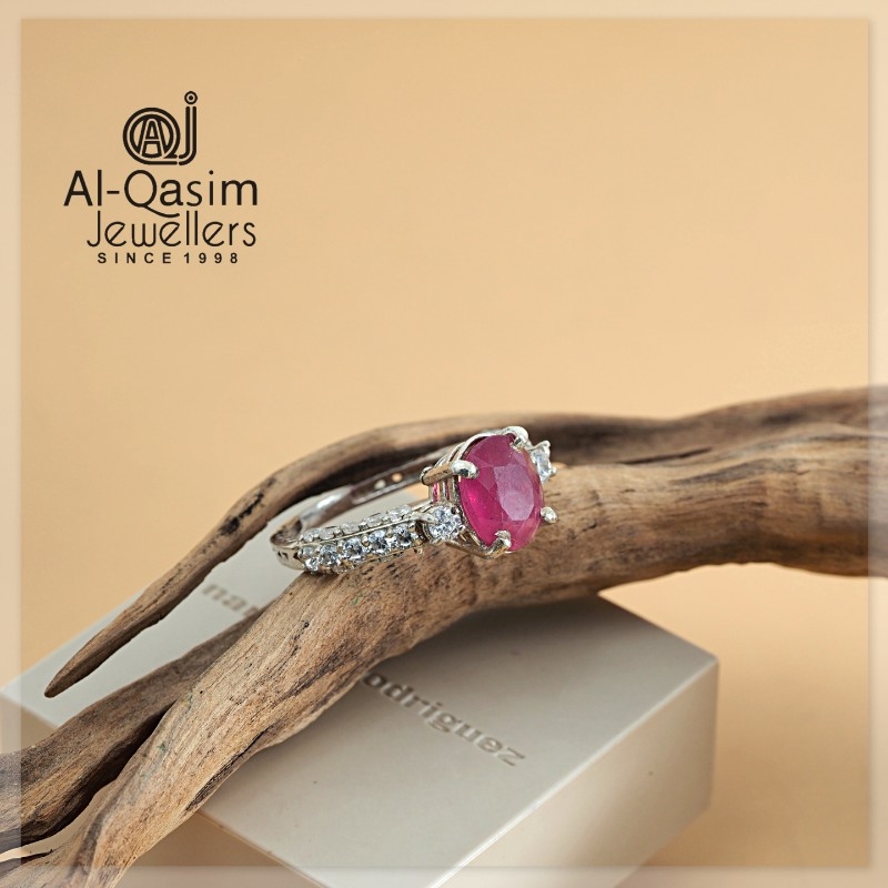 Ruby Silver Ladies Ring