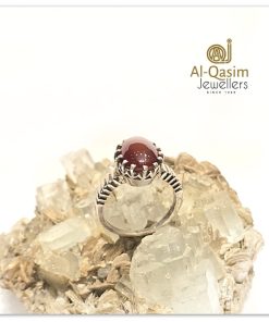 Ladies Aqeeq Silver Ring