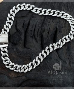 Curb Iced Silver Ladies Bracelet