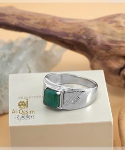 Emerald Sterling Silver Band