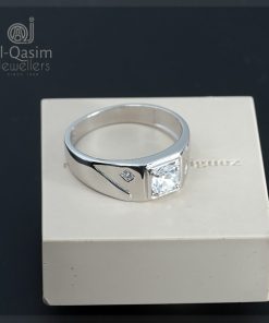 Solitaire Wedding Silver Band