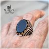 Simple Black Agate Silver Irani Ring