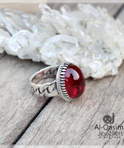 Lal Yaqoot Silver Ring