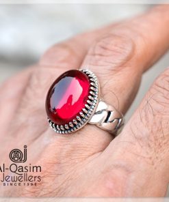 Lal Yaqoot Silver Ring