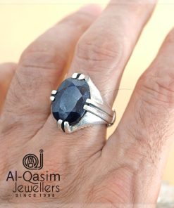 Sapphire Silver Turkish Ring نیلم