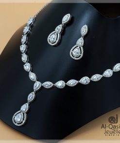Tear Drop Silver Necklace Set