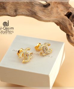 Branded Zircon Silver Ear Studs