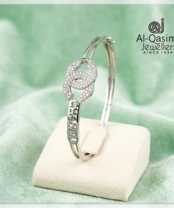 Double C Zirconia Silver Bangle