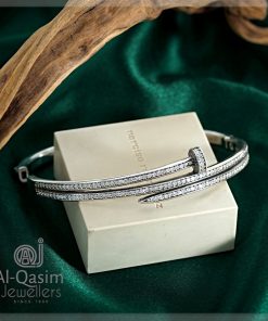 Duo Nail Branded Silver Bangle